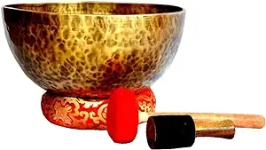 17 Inch Master Pieces ~ Extra Large Master Healing Tibetan Singing Bowl ~ Great use for Meditation, Sound Bath, Body Vibration included Cushion, Mallet and Drum stick, Handmade in Nepal.