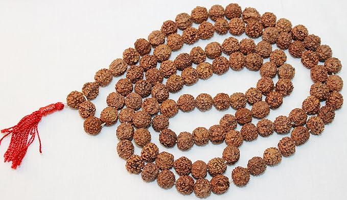 F688 Auspicious ~108 Rudrakshya Prayer Japa Mala for Meditation Handmade in Nepal
