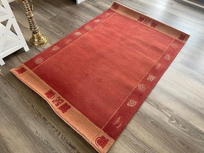 R2401 Gorgeous Modern Tibetan Woolen Area Rug 4' X 6' Handmade in Nepal