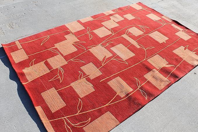 Thamel Mart R3914 Gorgeous Contemporary Tibetan Woolen Area Rug 5 Ft X 8 Ft Handade in Nepal