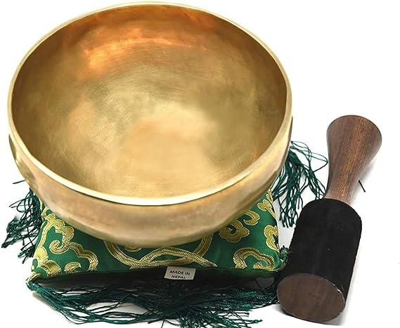 9" Large Master Healing Hand hammered Tibetan Singing Bowl ~ Great for Meditation, Yoga, Sound Bath, Mindfulness, Relaxation ~ Cushion, Wooden Mallet & Drumstick Included