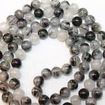 F682 Handmade Tibetan Black Rainbow Glass Beads 108 Japa Mala for Meditation, Yoga 8mm Beads