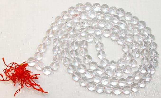 F681 Handmade Tibetan Chrystal Glass Beads 108 japa mala for Meditation, Yoga 8mm Beads