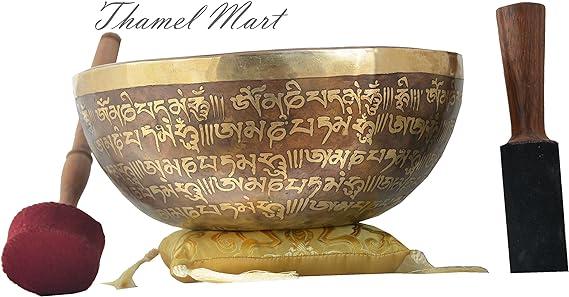 10 Inch Mantra carved G Chakra Tibetan Singing Bowl,meditation bowl,Handmade singing bowl from Nepal