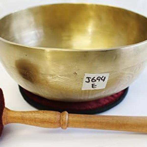 J694 8.25" Energetic Solar 'E' Chakra Healing Hand Hammered Tibetan Singing Bowl Made in Nepal