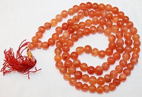 F678 Handmade Tibetan Carnelian Glass Beads 108 japa mala for meditation, yoga 8mm beads