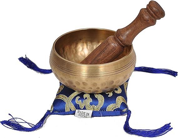 Nepalese Hand Hammered Tibetan Meditation Yoga Singing Bowl Set - with Traditional Design Fridge Magnet