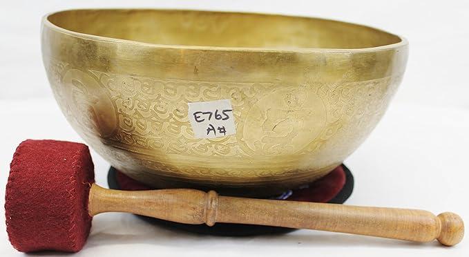 E765 10.5" Energetic Third Eye 'A#' Chakra Healing Hammered Tibetan Singing Bowl Made in Nepal