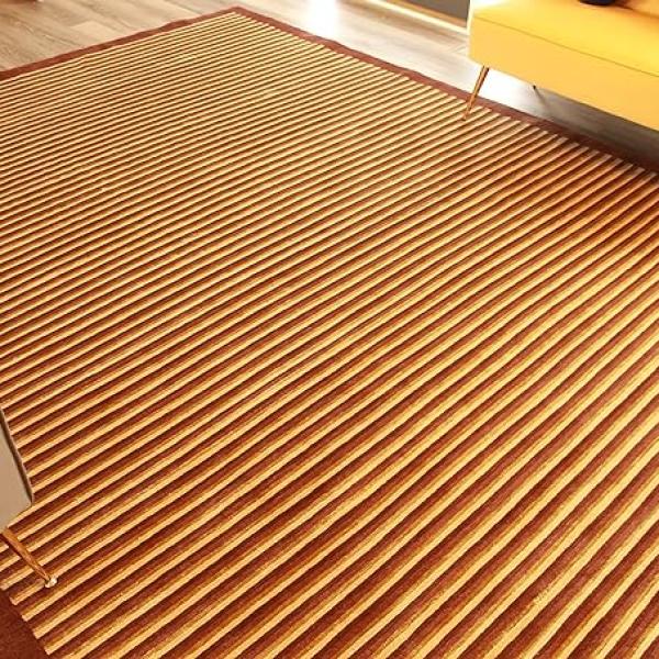 Thamel Mart USA R29575 Exclusive Tibetan Wool and Silk Area Rug Chocolate Brown/Gold Color 8 Feet X 10 Feet Handmade in Nepal