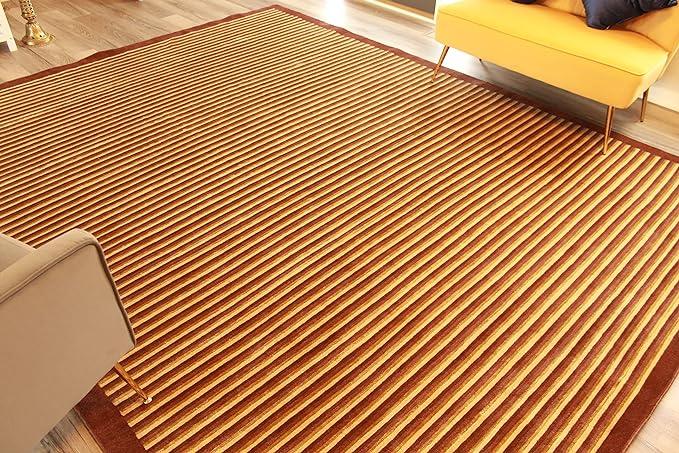 Thamel Mart USA R29575 Exclusive Tibetan Wool and Silk Area Rug Chocolate Brown/Gold Color 8 Feet X 10 Feet Handmade in Nepal