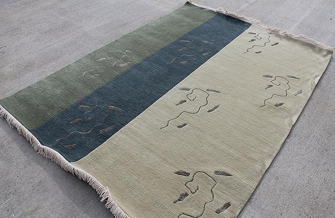Thamel Mart R16170 One of a Kind Thick Woolen Pile Tibetan Area Rug 5.6' X 7.10' Handmade in Nepal