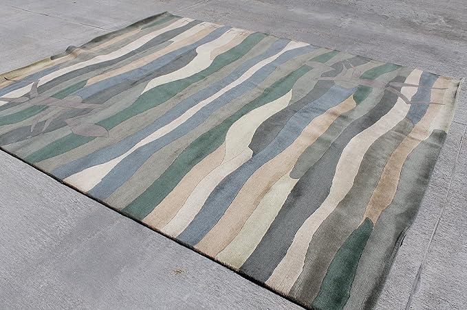 Thamel Mart R17712 Contemporary Woolen Hand Crafted Tibetan Area Rug 8' X 10' Made in Nepal
