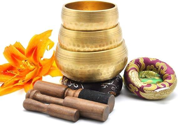 Singing Bowl Nepal- Hand Beaten singing bowl set of 3- 3 Hand made singing bowl set