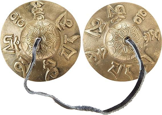 Tibetan Tingsha Cymbals ~2.75 inches- "Om Mane Padme Hum" Symbols Embossed~Hand Tuned Meditation Tibetan Bel