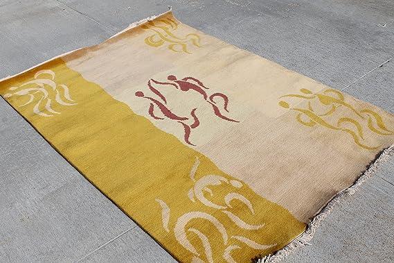 RSG4723 Gorgeous Modern Design Hand Made Tibetan Woolen Area Rug 4.7 Ft X 6.7 Ft Made in Nepal