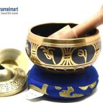 3.75" Exquisite Tibetan Singing Bowl Set for Meditation ~ Mantra Symbols Painted ~ Om Nava Sivaya Tingsha Cymbals ~ Handmade in Nepal by Thamelmart