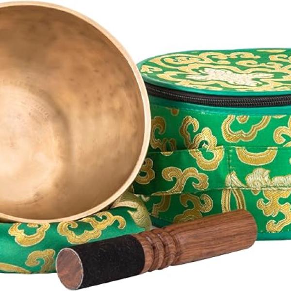 6-Inch Premium Grade Tibetan Singing Bowl for Mindfulness, & Sound Therapy ~ Fits perfectly in Palm, Comes with Mallet, Cushion & Carrying Case ~ Handmade in Nepal