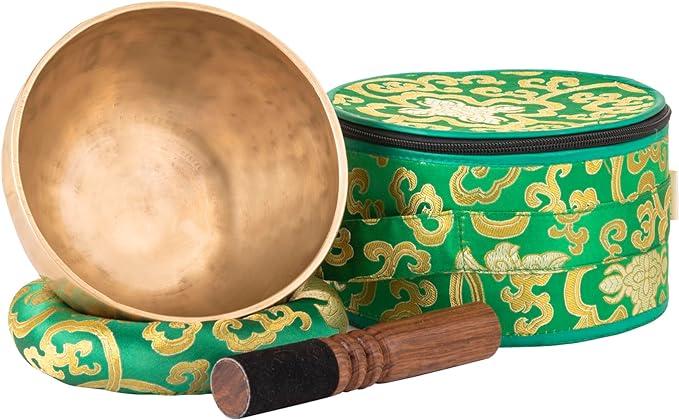 6-Inch Premium Grade Tibetan Singing Bowl for Mindfulness, & Sound Therapy ~ Fits perfectly in Palm, Comes with Mallet, Cushion & Carrying Case ~ Handmade in Nepal