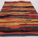 RSG14098 Gorgeous Multicolored Bold Stripped Hand Made Tibetan Woolen Area Rug 5' x 8' Made in Nepal