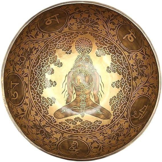 12 Inches Healing Mantra Carved Meditation Tibetan Singing Bowl, Hand Hammered Singing Bowls