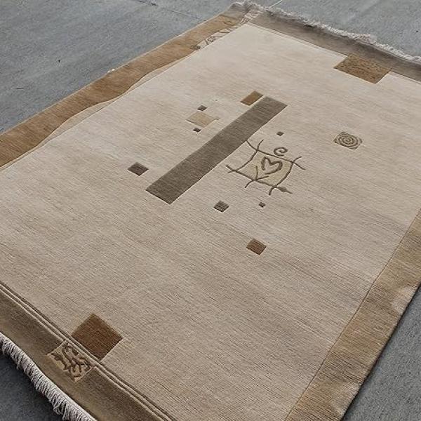 Thamel Mart R10549 Gorgeous Contemporary Tibetan Woolen Area Rug 5.8' X 7.10' Handmade in Nepal