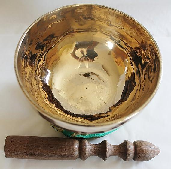F301N 5" Palm Size Energetic Heart 'F' Chakra Healing Tibetan Singing Bowl Handmade in Nepal