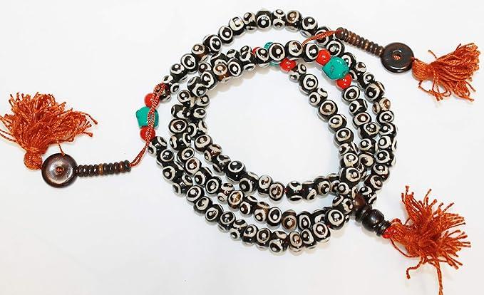 F719 Handmade Tibetan Bone Beads 108 Japa Mala for Meditation, Yoga 7-8mm Beads