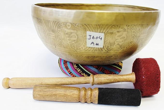 J604 10" Energetic Third 'A#' Chakra Healing Hand Hammered Tibetan Singing Bowl Made in Nepal