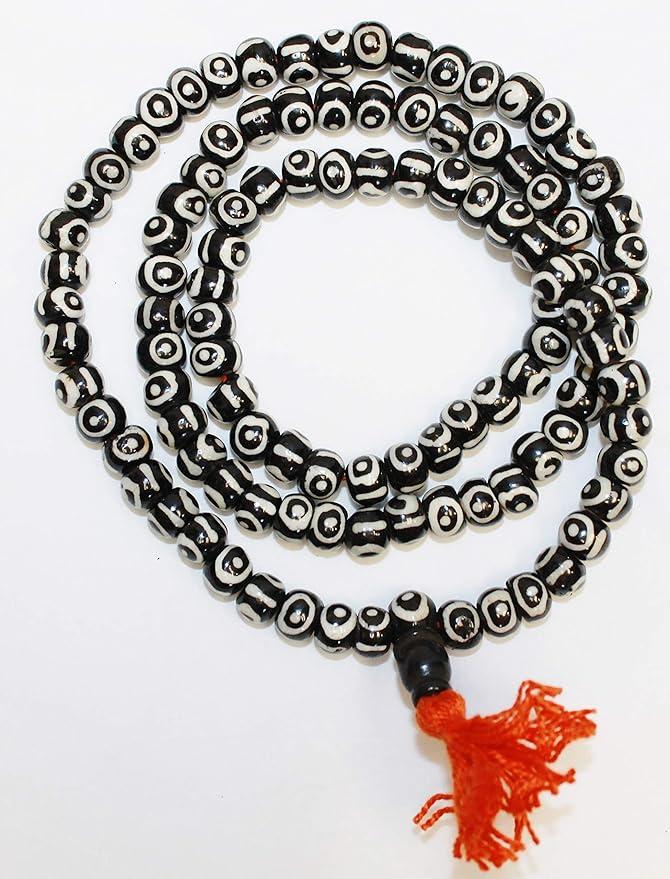 F718 Handmade Tibetan Bone Beads 108 Japa Mala for Meditation, Yoga 7-8mm Beads