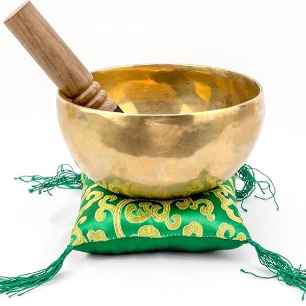 6-Inch Handmade Tibetan Singing Bowl Best use for Meditation, Sound Healing, Cleansing, Mindfulness & Relaxation ~ Cushion & Sueded Leather wooden Mallet included