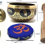3.75" Exquisite Tibetan Singing Bowl Set for Meditation ~ Mantra Symbols Painted ~ Om Nava Sivaya Tingsha Cymbals ~ Handmade in Nepal by Thamelmart