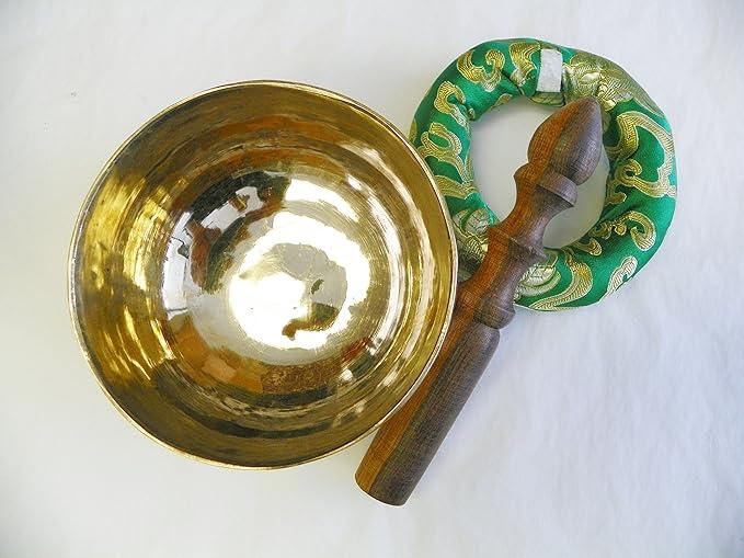 J655 5" Palm Size Energetic Heart 'F' Chakra Healing Tibetan Singing Bowl Made in Nepal