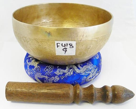 F418 6.25" Energetic Throat 'G' Chakra Healing Hand Hammered Tibetan Singing Bowl Made in Nepal