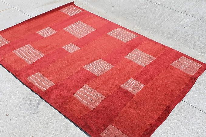 Thamel Mart USA R407 Gorgeous Modern Design Hand Made Tibetan Woolen Area Rug 4.7 Ft X 6.7 Ft Made in Nepal