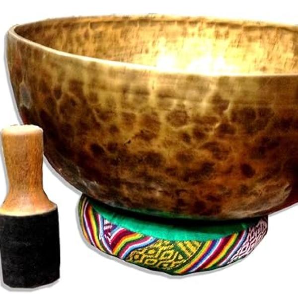 11-Inch Diameter Chakra Master Healing & Meditation Tibetan Singing Bowl including Mallet, Drum Stick and Silk Cushion Handmade in Nepal