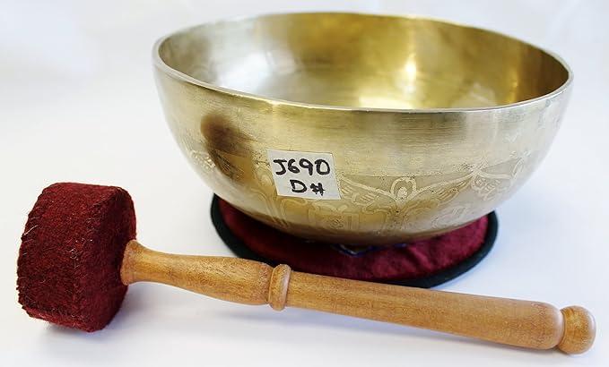 J690 7.75" Energetic Sacral 'D#' Chakra Healing Hand Hammered Tibetan Singing Bowl Made in Nepal