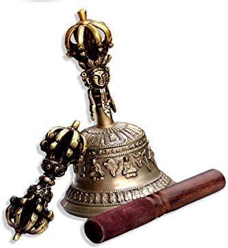 Tibetan Buddhist Meditation Bell and Dorje Set - Bell of Enlightenment from Nepal 7 Inches